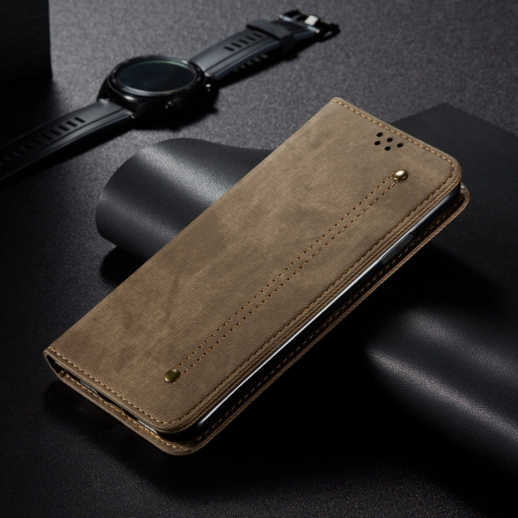 For Motorola Moto G75 5G Denim Texture Flip Leather Phone Case(Khaki) - free shipping - PMC TechLife - Order now!