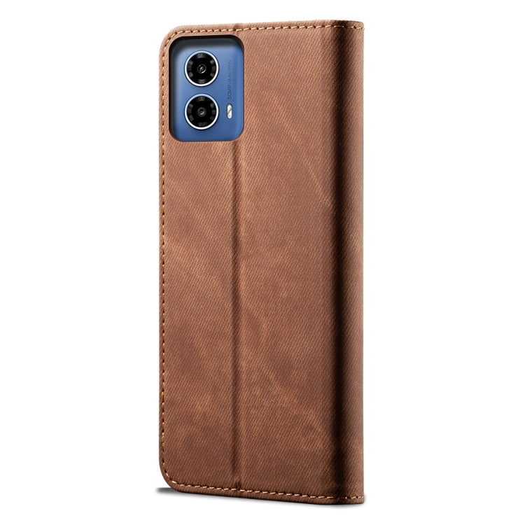For Motorola Moto G35 Denim Texture Flip Leather Phone Case(Brown) - free shipping - PMC TechLife - Order now!
