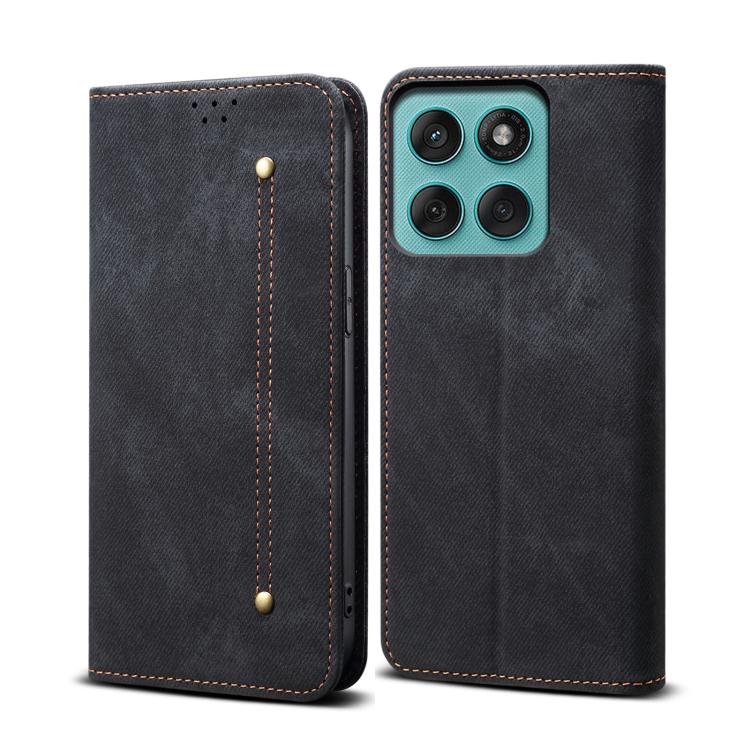 For Motorola Edge 60 Fusion Denim Texture Flip Leather Phone Case(Black) - free shipping - PMC TechLife - Order now!