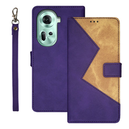 For OPPO Reno11 5G Global idewei Two-color Splicing Leather Phone Case(Purple) - Reno11 Cases by idewei | Online Shopping South Africa | PMC Jewellery | Buy Now Pay Later Mobicred