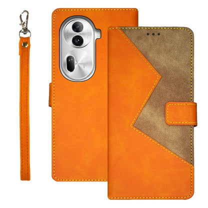 For OPPO Reno11 Pro 5G Global idewei Two-color Splicing Leather Phone Case(Orange) - Reno11 Pro Cases by idewei | Online Shopping South Africa | PMC Jewellery | Buy Now Pay Later Mobicred