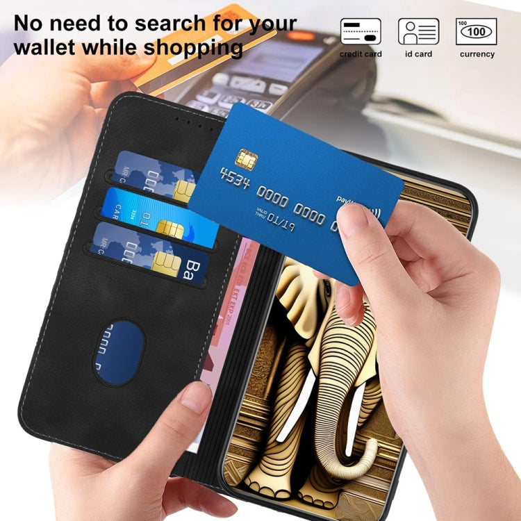 For Motorola Edge 5G 2024 Elephant Head Embossed Phone Leather Case with Lanyard(Black) - Motorola Cases by PMC Jewellery | Online Shopping South Africa | PMC Jewellery | Buy Now Pay Later Mobicred