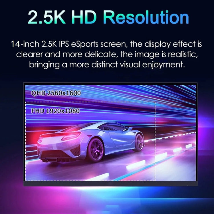 14 inch HDR 2560x1600P IPS Screen Portable Monitor(US Plug) - LCD Monitors by PMC TechLife | Online Shopping South Africa | PMC TechLife | Buy Now Pay Later Mobicred