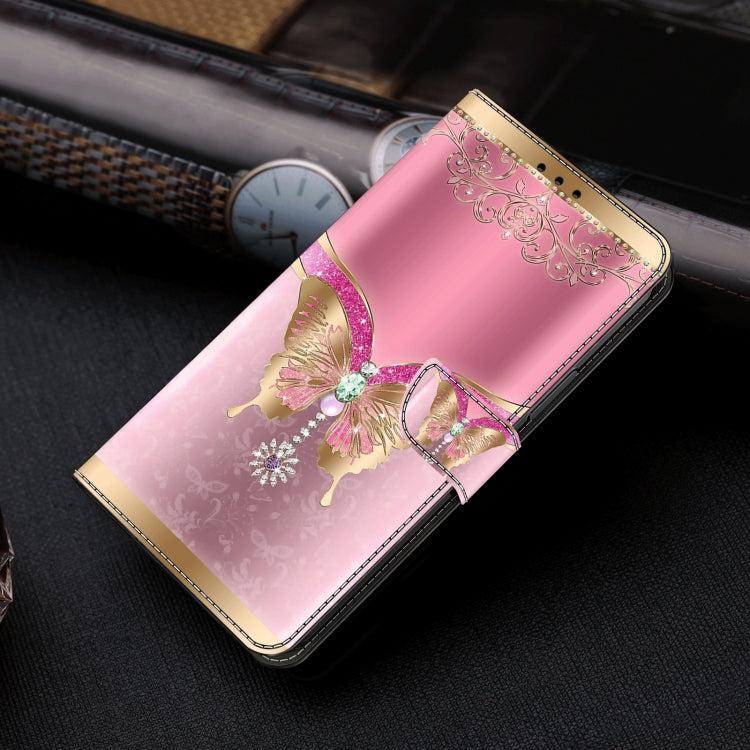 For Honor Magic6 Lite Crystal 3D Shockproof Protective Leather Phone Case(Pink Bottom Butterfly) - Honor Cases by PMC TechLife | Online Shopping South Africa | PMC TechLife | Buy Now Pay Later Mobicred