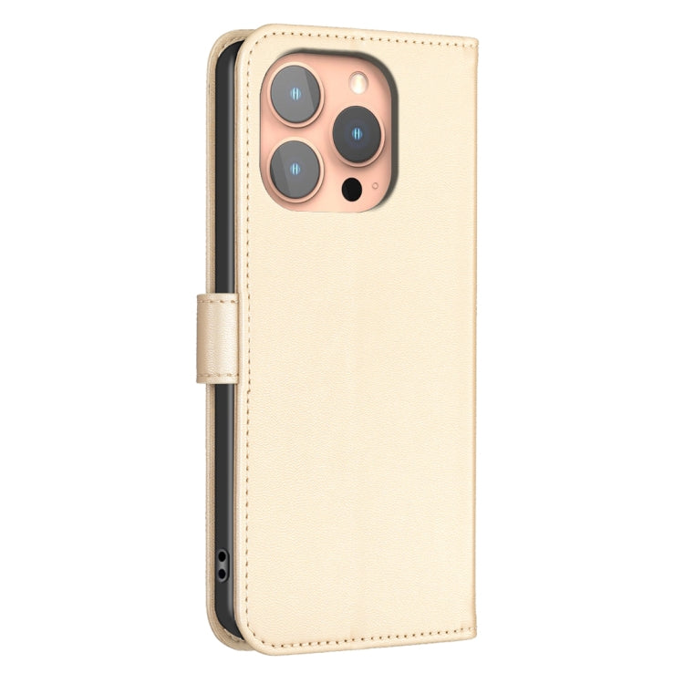 For iPhone 16 Pro Four-leaf Embossed Leather Phone Case(Gold) - iPhone 16 Pro Cases by PMC TechLife | Online Shopping South Africa | PMC TechLife | Buy Now Pay Later Mobicred