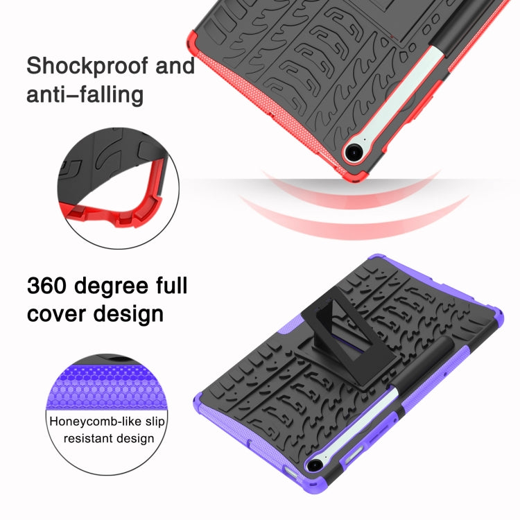 For Samsung Galaxy Tab S9 FE / S10 FE Tire Texture TPU + PC Tablet Case with Holder(Purple) - free shipping - PMC Jewellery - Order now!