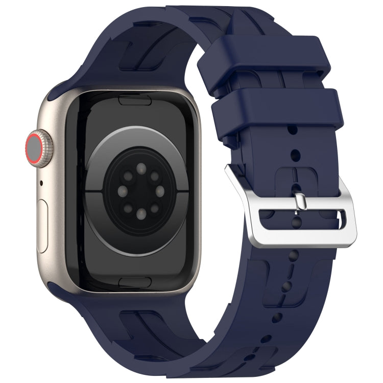 For Apple Watch SE 40mm H Texture Silicone Ladder Buckle Watch Band(Midnight) - Watch Bands by PMC TechLife | Online Shopping South Africa | PMC TechLife