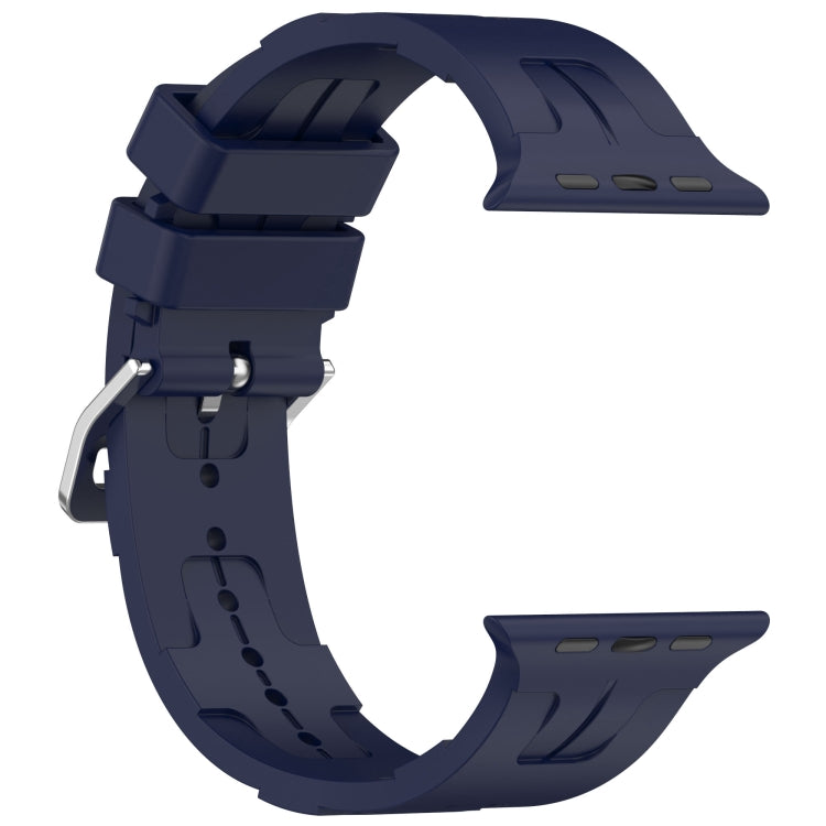 For Apple Watch SE 44mm H Texture Silicone Ladder Buckle Watch Band(Midnight) - Watch Bands by PMC TechLife | Online Shopping South Africa | PMC TechLife