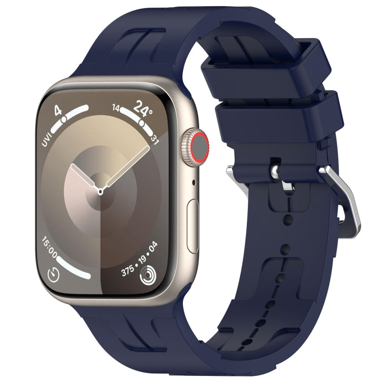 For Apple Watch 38mm H Texture Silicone Ladder Buckle Watch Band(Midnight) - Watch Bands by PMC TechLife | Online Shopping South Africa | PMC TechLife
