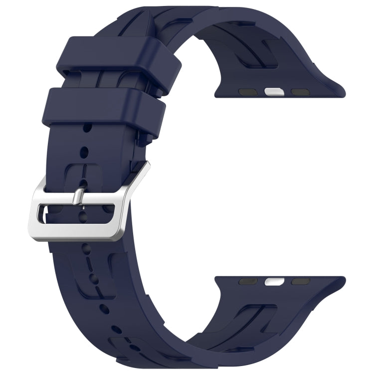 For Apple Watch 38mm H Texture Silicone Ladder Buckle Watch Band(Midnight) - Watch Bands by PMC TechLife | Online Shopping South Africa | PMC TechLife