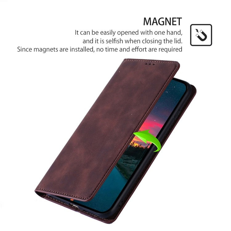 For Realme 12 5G Skin Feel Magnetic Leather Phone Case(Dark Brown) - Realme Cases by PMC TechLife | Online Shopping South Africa | PMC TechLife | Buy Now Pay Later Mobicred