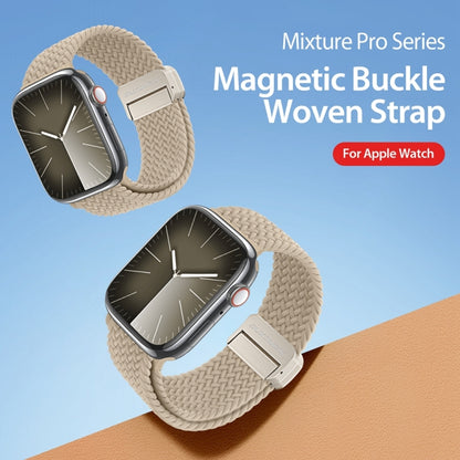 For Apple Watch SE 2022 44mm DUX DUCIS Mixture Pro Series Magnetic Buckle Nylon Braid Watch Band(Beige) - Watch Bands by DUX DUCIS | Online Shopping South Africa | PMC Jewellery | Buy Now Pay Later Mobicred