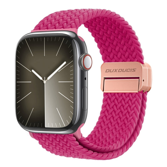 For Apple Watch Series 7 41mm DUX DUCIS Mixture Pro Series Magnetic Buckle Nylon Braid Watch Band(Raspberry Color) - Watch Bands by DUX DUCIS | Online Shopping South Africa | PMC Jewellery | Buy Now Pay Later Mobicred