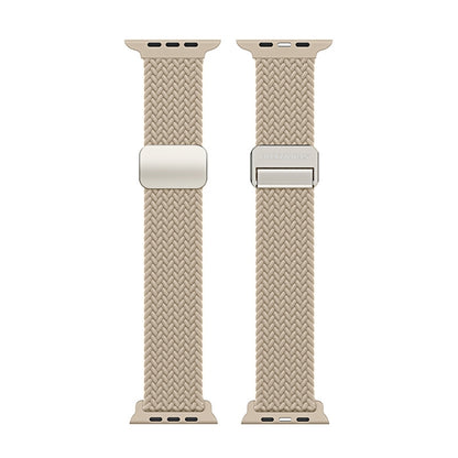 For Apple Watch Series 7 45mm DUX DUCIS Mixture Pro Series Magnetic Buckle Nylon Braid Watch Band(Beige) - Watch Bands by DUX DUCIS | Online Shopping South Africa | PMC Jewellery | Buy Now Pay Later Mobicred