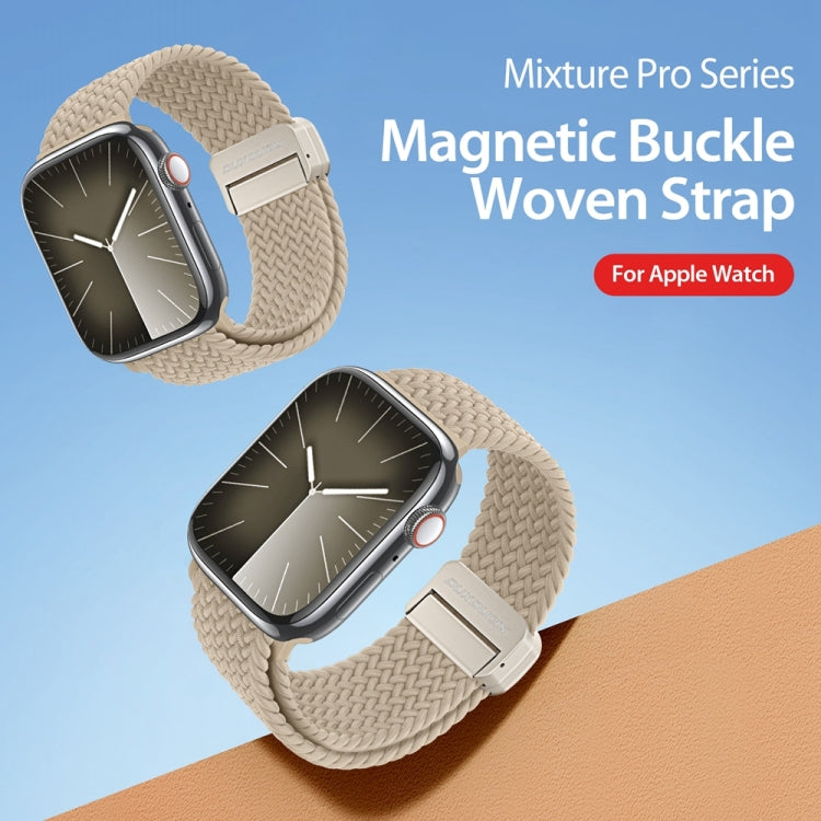 For Apple Watch Series 5 44mm DUX DUCIS Mixture Pro Series Magnetic Buckle Nylon Braid Watch Band(Beige) - Watch Bands by DUX DUCIS | Online Shopping South Africa | PMC Jewellery | Buy Now Pay Later Mobicred