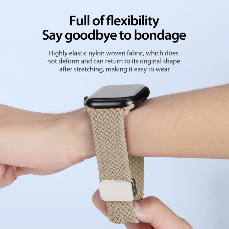 For Apple Watch Series 5 44mm DUX DUCIS Mixture Pro Series Magnetic Buckle Nylon Braid Watch Band(Beige) - Watch Bands by DUX DUCIS | Online Shopping South Africa | PMC Jewellery | Buy Now Pay Later Mobicred