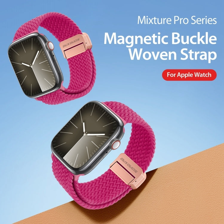 For Apple Watch Series 10 42mm DUX DUCIS Mixture Pro Series Magnetic Buckle Nylon Braid Watch Band(Raspberry Color) - Watch Bands by DUX DUCIS | Online Shopping South Africa | PMC Jewellery | Buy Now Pay Later Mobicred