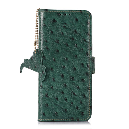 For Honor 100 Pro 5G Ostrich Pattern Genuine Leather RFID Phone Case(Green) - Honor Cases by PMC Jewellery | Online Shopping South Africa | PMC Jewellery | Buy Now Pay Later Mobicred