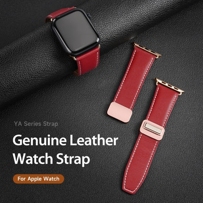 For Apple Watch SE 2023 40mm DUX DUCIS YA Series Magnetic Buckle Genuine Leather Watch Band(Red) - Watch Bands by DUX DUCIS | Online Shopping South Africa | PMC Jewellery | Buy Now Pay Later Mobicred