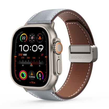 For Apple Watch Ultra 2 49mm DUX DUCIS YA Series Magnetic Buckle Genuine Leather Watch Band(Grey) - Watch Bands by DUX DUCIS | Online Shopping South Africa | PMC Jewellery | Buy Now Pay Later Mobicred