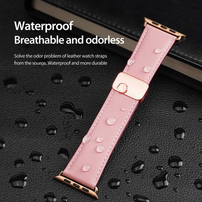 For Apple Watch Series 9 45mm DUX DUCIS YA Series Magnetic Buckle Genuine Leather Watch Band(Pink) - Watch Bands by DUX DUCIS | Online Shopping South Africa | PMC Jewellery | Buy Now Pay Later Mobicred