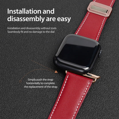 For Apple Watch Ultra 49mm DUX DUCIS YA Series Magnetic Buckle Genuine Leather Watch Band(Red) - Watch Bands by DUX DUCIS | Online Shopping South Africa | PMC Jewellery | Buy Now Pay Later Mobicred