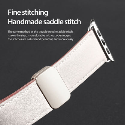 For Apple Watch Series 8 45mm DUX DUCIS YA Series Magnetic Buckle Genuine Leather Watch Band(White) - Watch Bands by DUX DUCIS | Online Shopping South Africa | PMC Jewellery | Buy Now Pay Later Mobicred