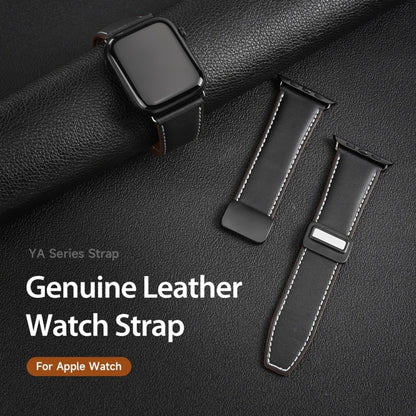 For Apple Watch SE 2022 40mm DUX DUCIS YA Series Magnetic Buckle Genuine Leather Watch Band(Black) - Watch Bands by DUX DUCIS | Online Shopping South Africa | PMC Jewellery | Buy Now Pay Later Mobicred