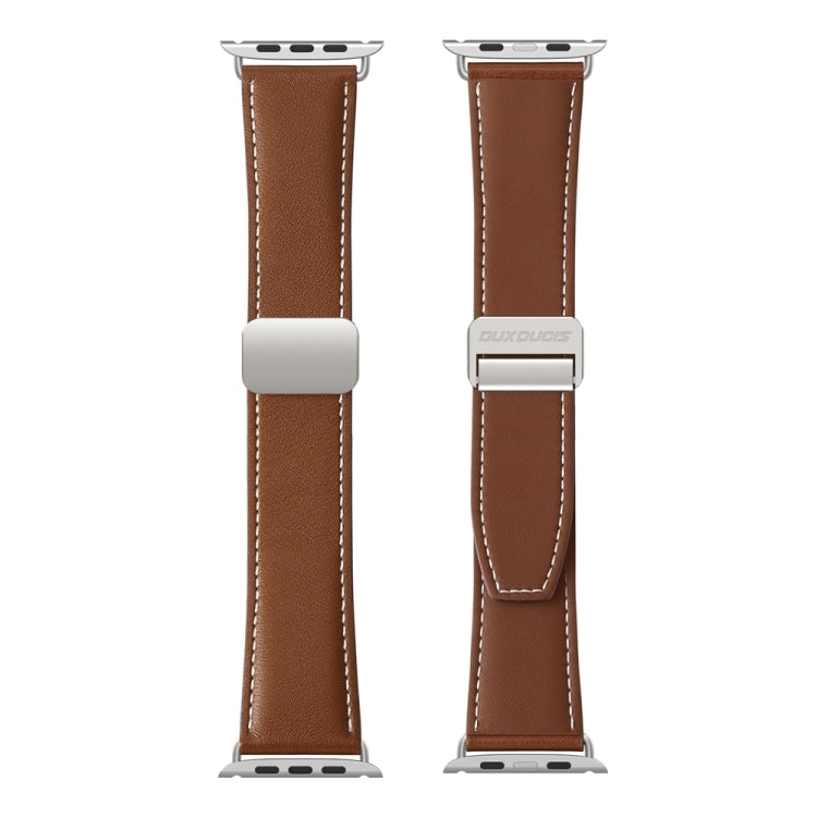 For Apple Watch SE 2022 40mm DUX DUCIS YA Series Magnetic Buckle Genuine Leather Watch Band(Brown) - Watch Bands by DUX DUCIS | Online Shopping South Africa | PMC Jewellery | Buy Now Pay Later Mobicred