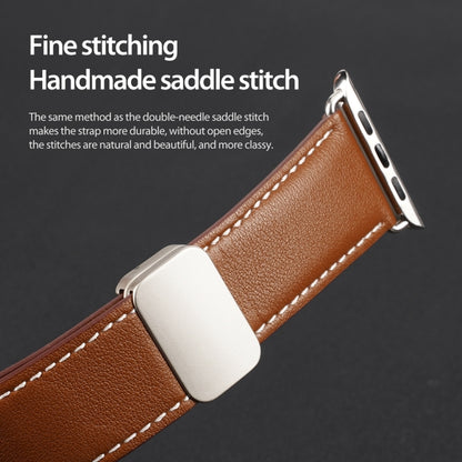 For Apple Watch SE 2022 40mm DUX DUCIS YA Series Magnetic Buckle Genuine Leather Watch Band(Brown) - Watch Bands by DUX DUCIS | Online Shopping South Africa | PMC Jewellery | Buy Now Pay Later Mobicred