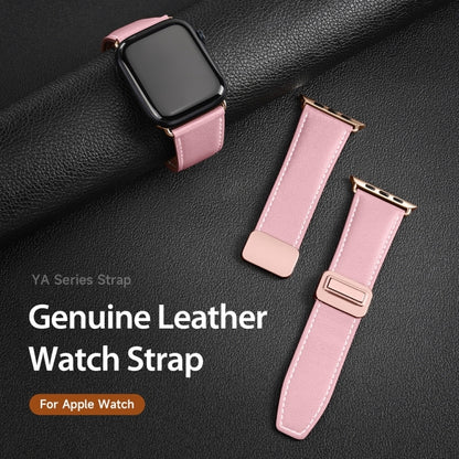 For Apple Watch SE 2022 40mm DUX DUCIS YA Series Magnetic Buckle Genuine Leather Watch Band(Pink) - Watch Bands by DUX DUCIS | Online Shopping South Africa | PMC Jewellery | Buy Now Pay Later Mobicred