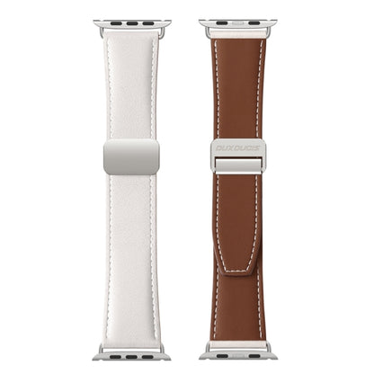 For Apple Watch SE 40mm DUX DUCIS YA Series Magnetic Buckle Genuine Leather Watch Band(White) - Watch Bands by DUX DUCIS | Online Shopping South Africa | PMC Jewellery | Buy Now Pay Later Mobicred