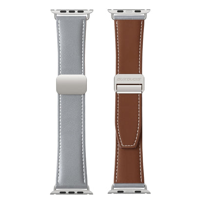 For Apple Watch SE 44mm DUX DUCIS YA Series Magnetic Buckle Genuine Leather Watch Band(Grey) - Watch Bands by DUX DUCIS | Online Shopping South Africa | PMC Jewellery | Buy Now Pay Later Mobicred