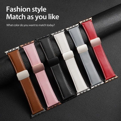 For Apple Watch Series 5 44mm DUX DUCIS YA Series Magnetic Buckle Genuine Leather Watch Band(Pink) - Watch Bands by DUX DUCIS | Online Shopping South Africa | PMC Jewellery | Buy Now Pay Later Mobicred