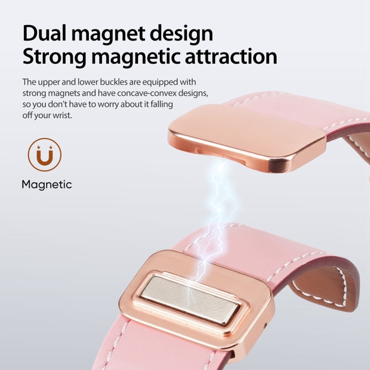 For Apple Watch Series 5 44mm DUX DUCIS YA Series Magnetic Buckle Genuine Leather Watch Band(Pink) - Watch Bands by DUX DUCIS | Online Shopping South Africa | PMC Jewellery | Buy Now Pay Later Mobicred