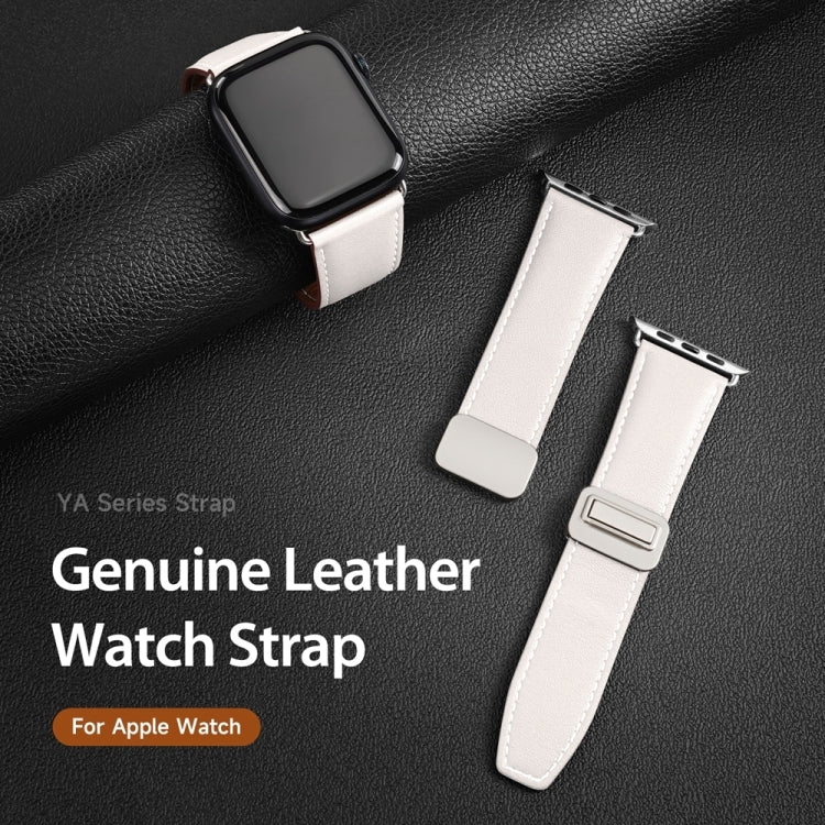 For Apple Watch Series 4 40mm DUX DUCIS YA Series Magnetic Buckle Genuine Leather Watch Band(White) - Watch Bands by DUX DUCIS | Online Shopping South Africa | PMC Jewellery | Buy Now Pay Later Mobicred