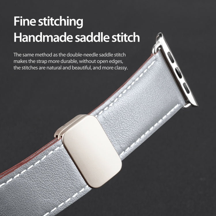 For Apple Watch Series 3 42mm DUX DUCIS YA Series Magnetic Buckle Genuine Leather Watch Band(Grey) - Watch Bands by DUX DUCIS | Online Shopping South Africa | PMC Jewellery | Buy Now Pay Later Mobicred