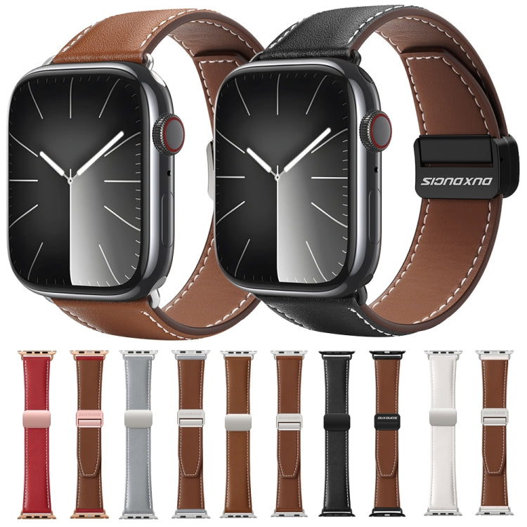 For Apple Watch Series 2 42mm DUX DUCIS YA Series Magnetic Buckle Genuine Leather Watch Band(Black) - Watch Bands by DUX DUCIS | Online Shopping South Africa | PMC Jewellery | Buy Now Pay Later Mobicred