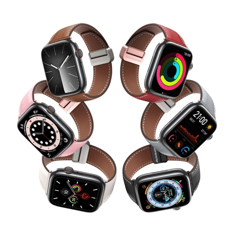 For Apple Watch 42mm DUX DUCIS YA Series Magnetic Buckle Genuine Leather Watch Band(Pink) - Watch Bands by DUX DUCIS | Online Shopping South Africa | PMC Jewellery | Buy Now Pay Later Mobicred