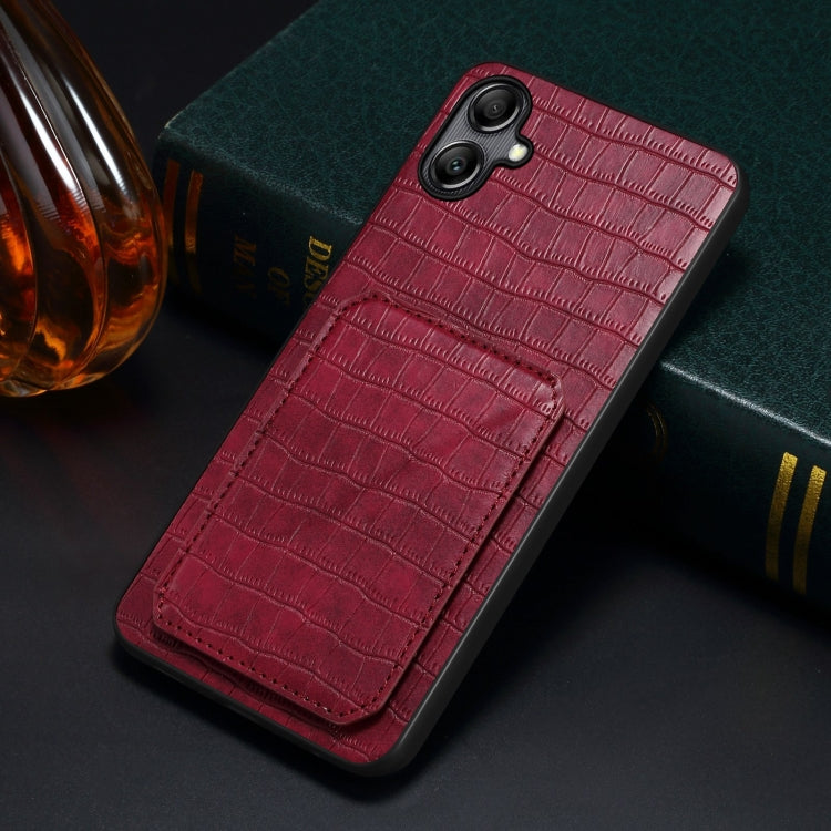 For Samsung Galaxy S24+ 5G Denior Imitation Crocodile Leather Back Phone Case with Holder(Rose Red) - Galaxy S24+ 5G Cases by Denior | Online Shopping South Africa | PMC Jewellery | Buy Now Pay Later Mobicred