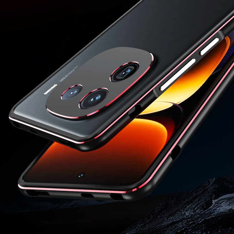 For vivo iQOO 12 Aurora Series Lens Protector + Metal Frame Phone Case(Black Silver) - iQOO 12 Cases by PMC TechLife | Online Shopping South Africa | PMC TechLife | Buy Now Pay Later Mobicred