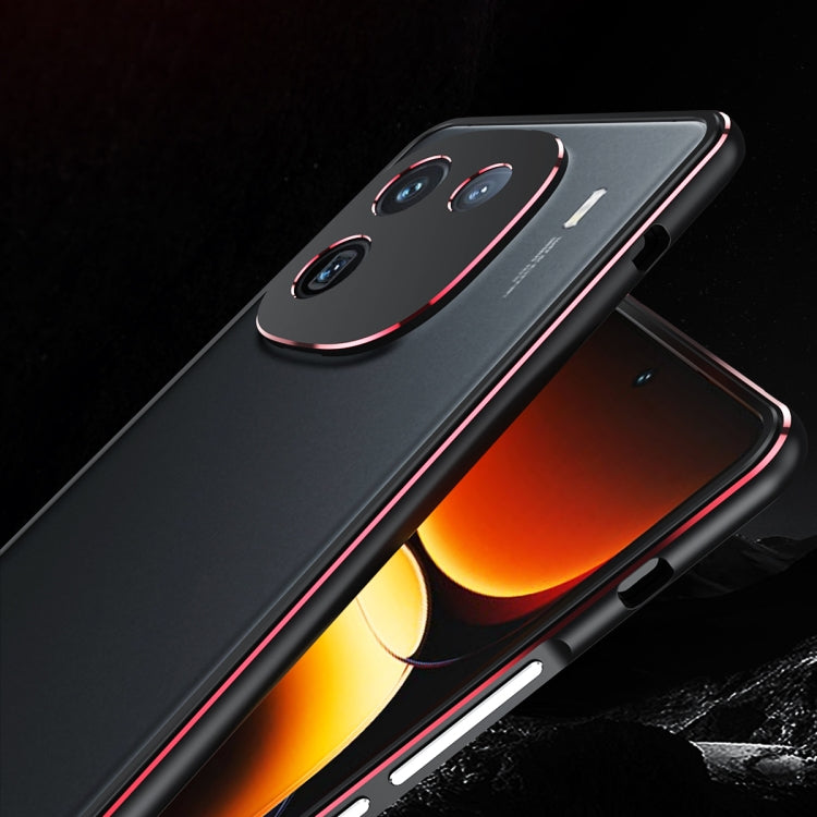 For vivo iQOO 12 Aurora Series Lens Protector + Metal Frame Phone Case(Black Silver) - iQOO 12 Cases by PMC TechLife | Online Shopping South Africa | PMC TechLife | Buy Now Pay Later Mobicred
