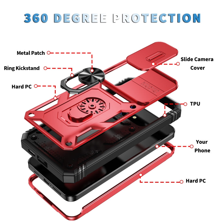 For Samsung Galaxy S24 5G Sliding Camshield TPU + PC Phone Case with Holder(Red+Black) - Galaxy S24 5G Cases by PMC TechLife | Online Shopping South Africa | PMC TechLife
