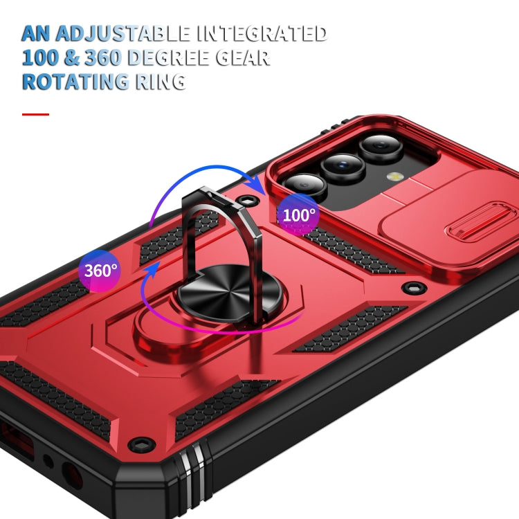 For Samsung Galaxy S24 5G Sliding Camshield TPU + PC Phone Case with Holder(Red+Black) - Galaxy S24 5G Cases by PMC TechLife | Online Shopping South Africa | PMC TechLife