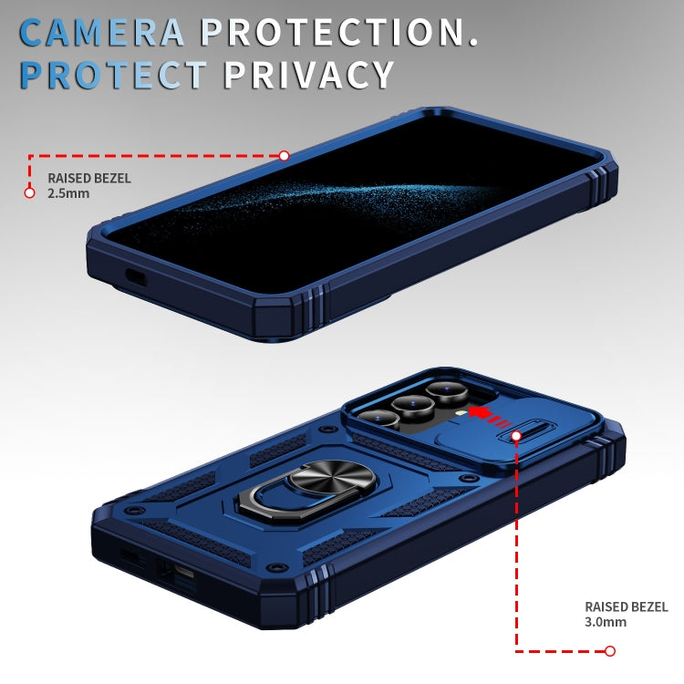 For Samsung Galaxy S24+ 5G Sliding Camshield TPU + PC Phone Case with Holder(Navy Blue) - Galaxy S24+ 5G Cases by PMC TechLife | Online Shopping South Africa | PMC TechLife