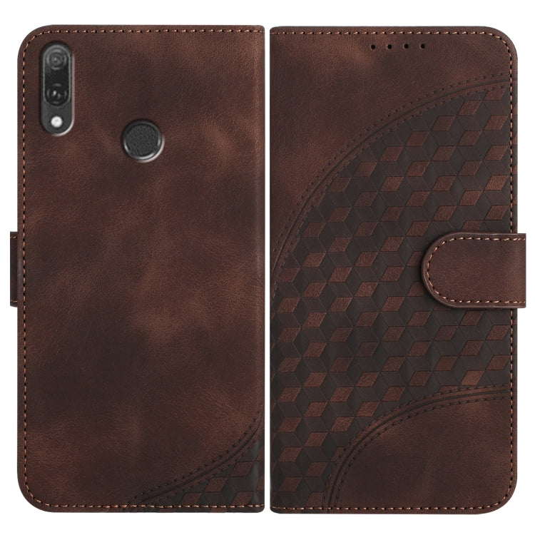 For Huawei Y9 2019 YX0060 Elephant Head Embossed Phone Leather Case with Lanyard(Coffee) - Huawei Cases by PMC Jewellery | Online Shopping South Africa | PMC Jewellery