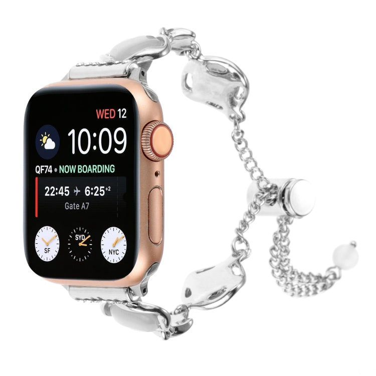 For Apple Watch Series 7 45mm Shell Metal Chain Bracelet Watch Band(Silver) - Watch Bands by PMC TechLife | Online Shopping South Africa | PMC TechLife | Buy Now Pay Later Mobicred