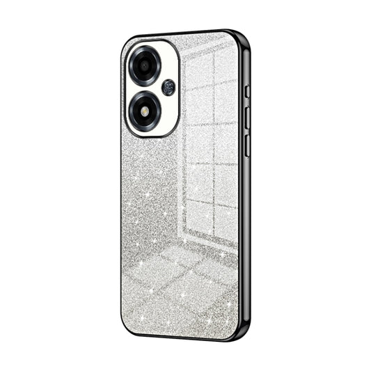 For OPPO A2m Gradient Glitter Powder Electroplated Phone Case(Black) - OPPO Cases by PMC Jewellery | Online Shopping South Africa | PMC Jewellery | Buy Now Pay Later Mobicred