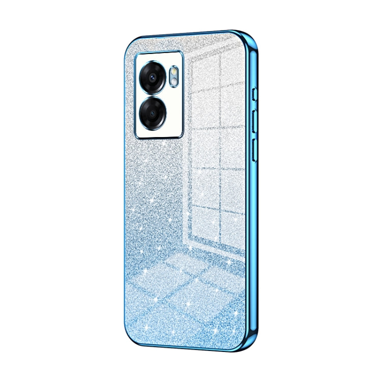 For OPPO A57 5G Gradient Glitter Powder Electroplated Phone Case(Blue) - OPPO Cases by PMC Jewellery | Online Shopping South Africa | PMC Jewellery | Buy Now Pay Later Mobicred