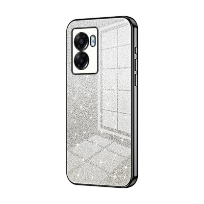 For OPPO A57 5G Gradient Glitter Powder Electroplated Phone Case(Black) - OPPO Cases by PMC Jewellery | Online Shopping South Africa | PMC Jewellery | Buy Now Pay Later Mobicred